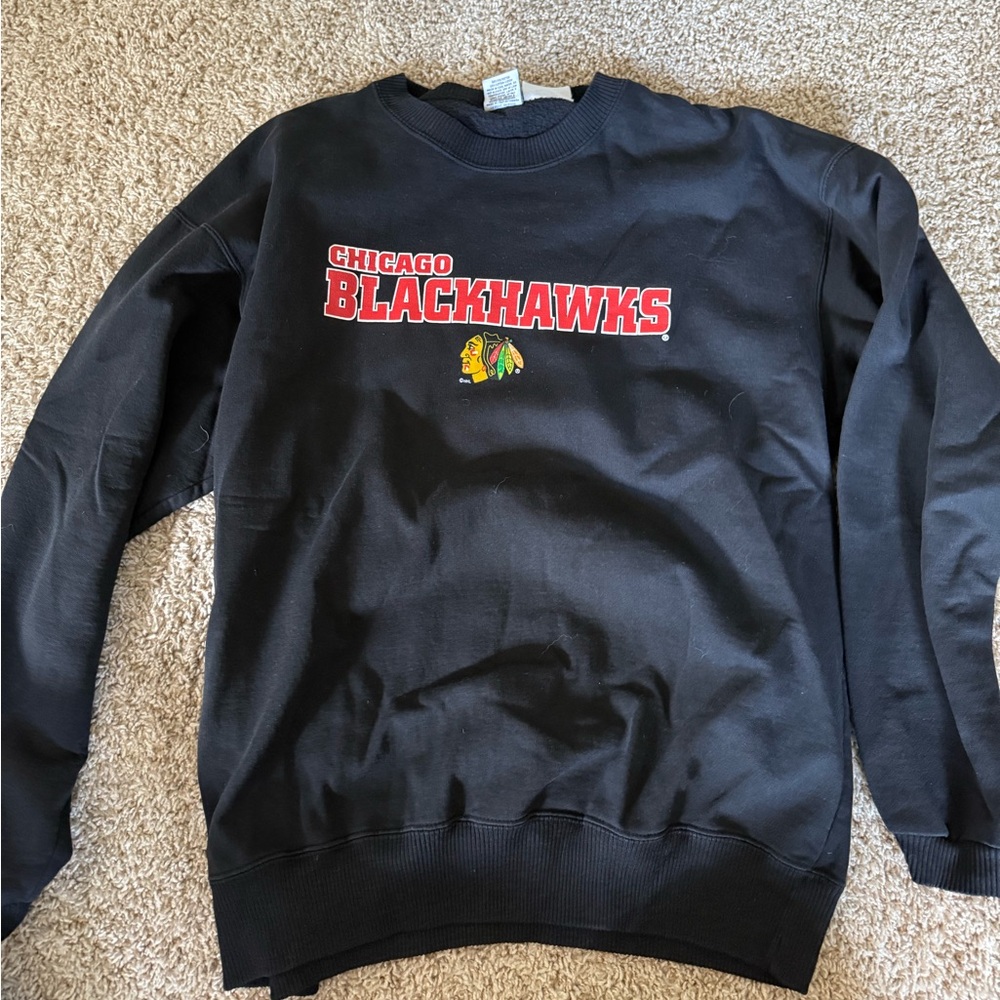 Vintage Chicago Blackhawks Black Sweatshirt CCM Center Ice Authentic